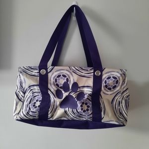 Thirty One Grey and Purple Dog Paw Tote Bag